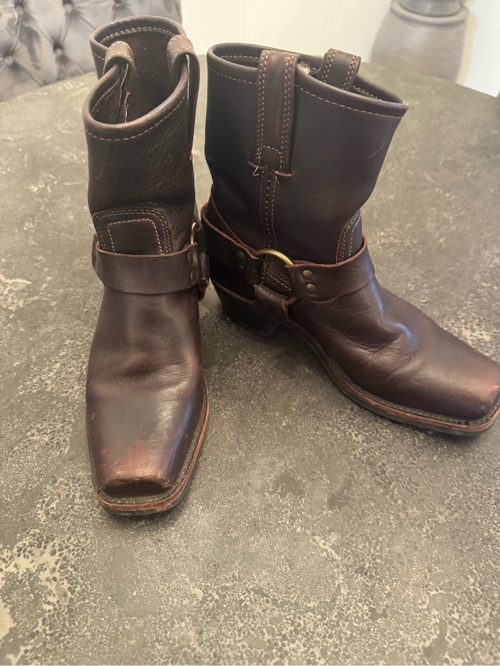 Women’s Frye Brown Leather Harness Boots